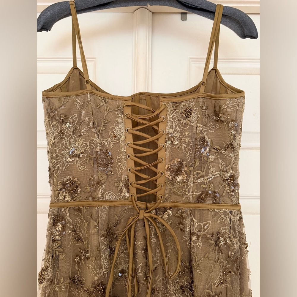 House Of CB Elegant Gold Floral Embroidered Gown - Picture 7 of 16